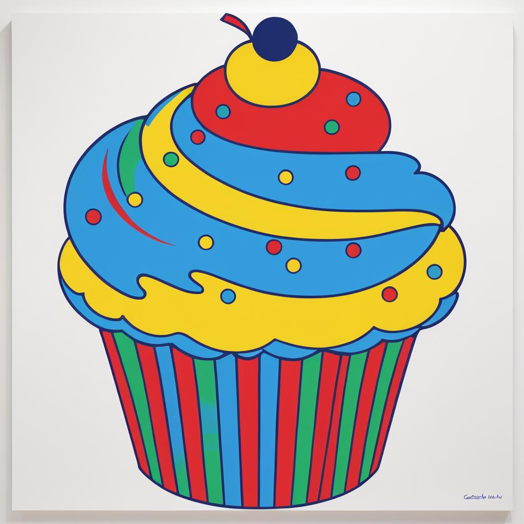 Whimsical Cupcake in Warhol Style