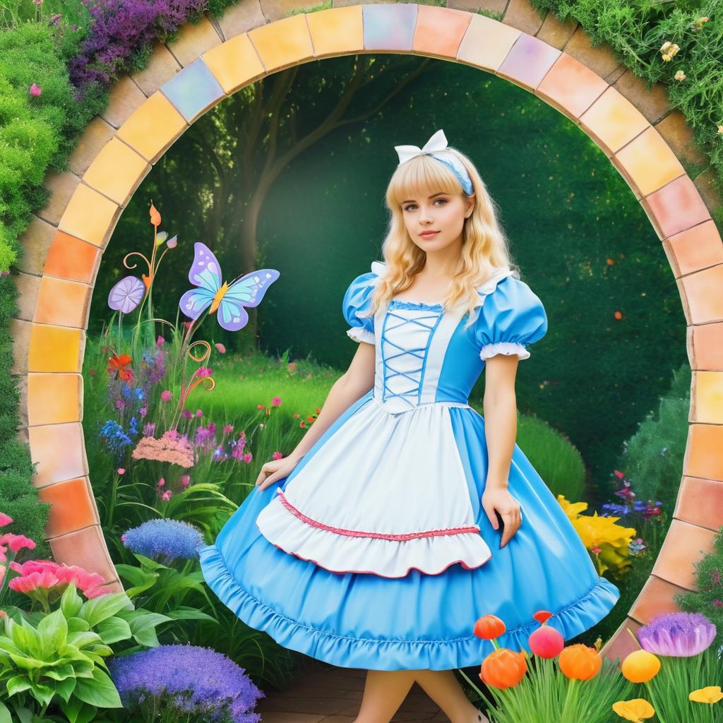 Alice in a Vibrant Storybook Garden