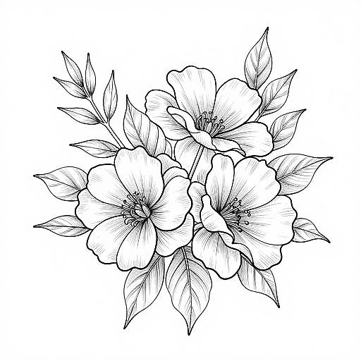 Elegant Floral Outline Drawing