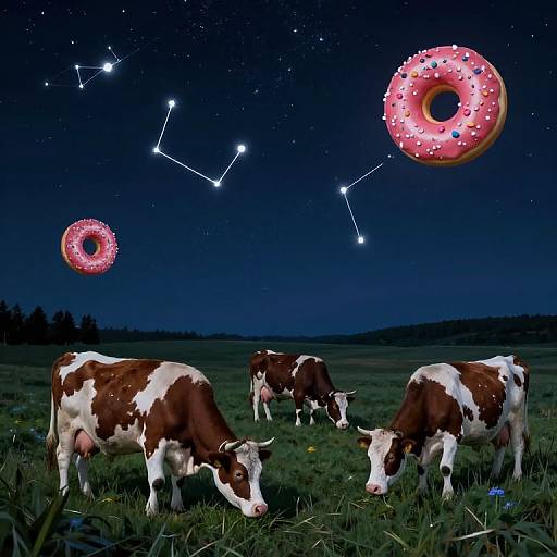 Celestial Cows on Floating Doughnuts