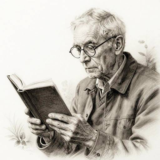 Emotional Sketch of Old Man Reading