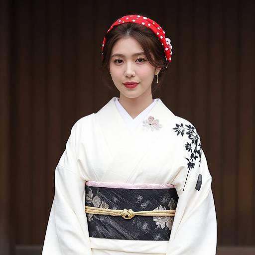 Elegant Woman in Kimono with Accessories