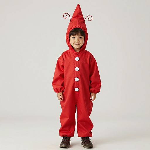 Whimsical Child in Red Oompa Loompa Costume