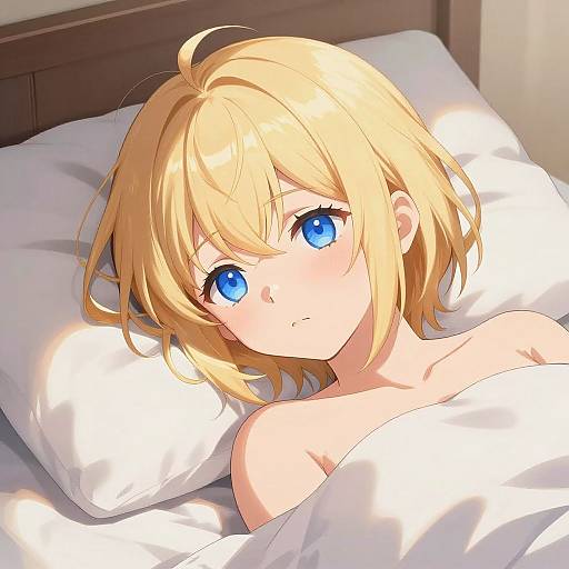 Serene Anime Girl on Pillow