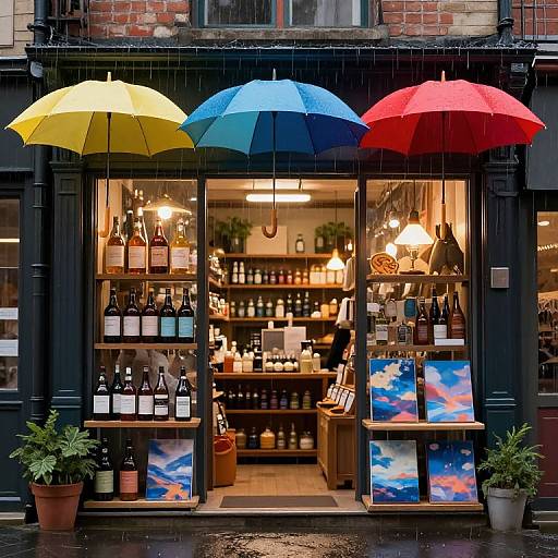Whimsical Umbrella Shop in Rainless City
