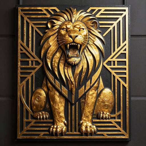 Art Deco Majestic Roaring Lion