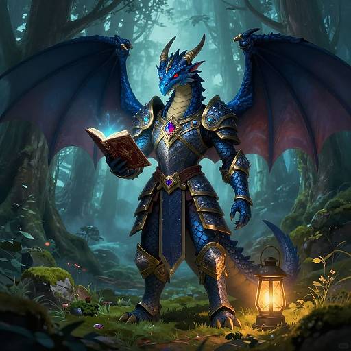 Medieval Dragon Knight in Enchanted Forest