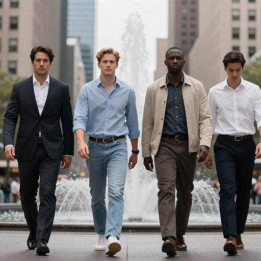 Dynamic Cityscape Portrait of Four Men