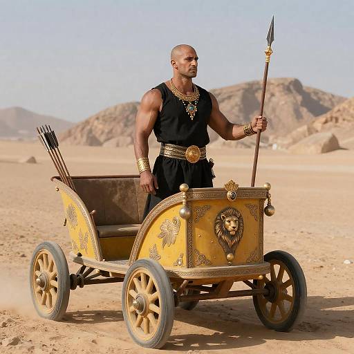 Muscular Desert Charioteer with Spear
