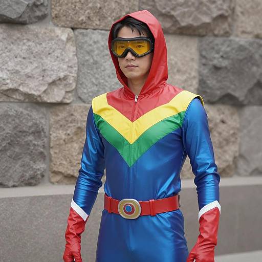 Male in Rainbow Superhero Costume