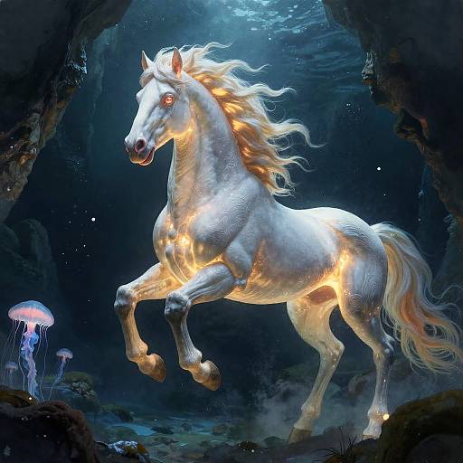 Ethereal Bioluminescent Jellyfish-Horse