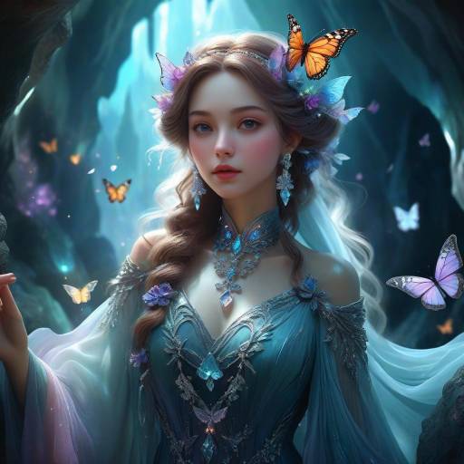 Enchanted Sorceress in Crystal Cave