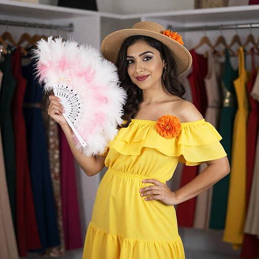 Vibrant Woman in Floral Dress Portrait