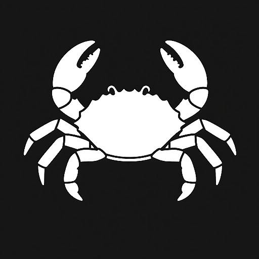 Minimalist Black and White Crab Logo