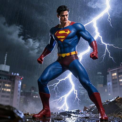 Wet Spandex Superhero in Storm