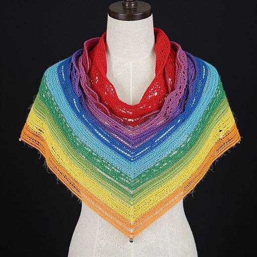 Handcrafted Vibrant Rainbow Triangle Shawl