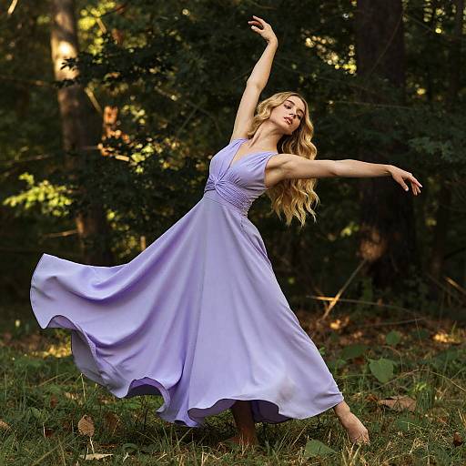 Blonde Dancer in Lavender Dress
