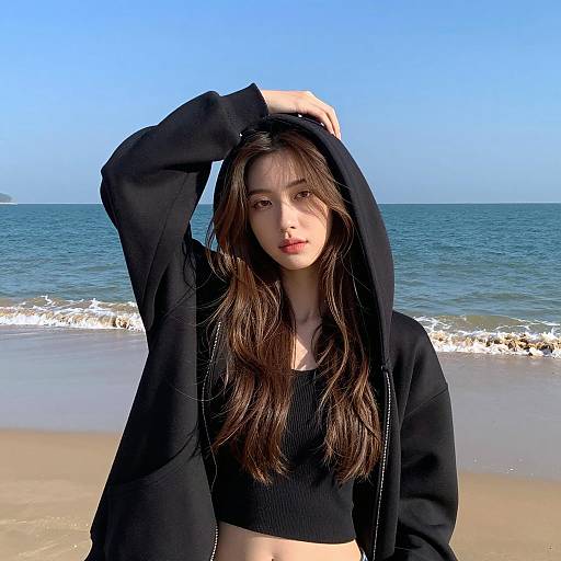 Stylish Woman Posing on the Beach