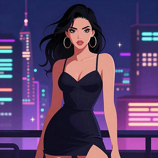 Erotic Cartoon Woman in Fusion Style