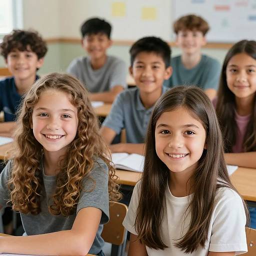 Diverse Boys with Long Hair Classroom