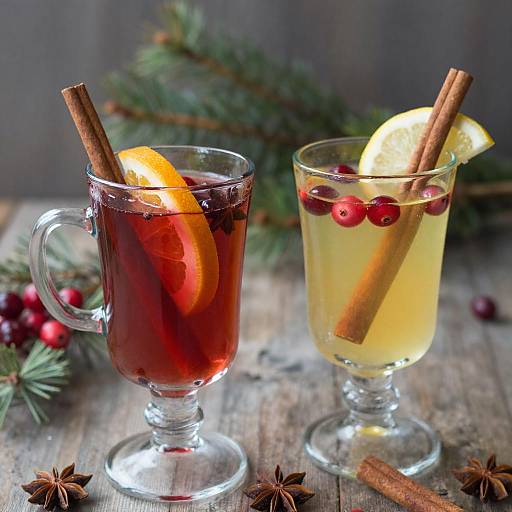 Festive Glass Mugs with Spiced Drinks