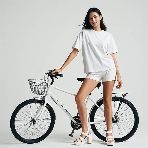 Minimalist Woman in White Outfit