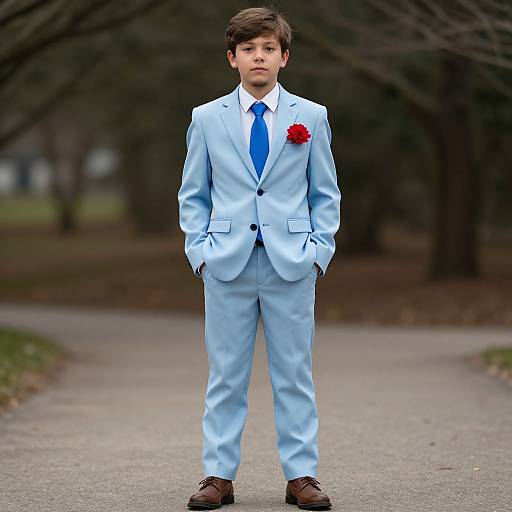 Man in Pale Blue Suit Outdoors