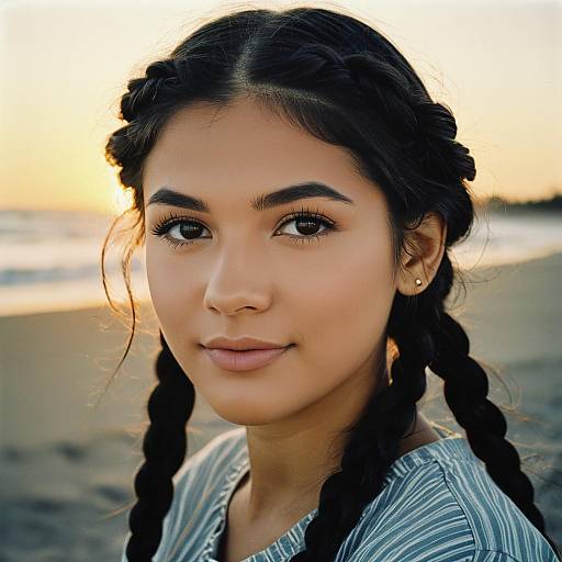 Elegant Teenage Girl at Sunset Beach