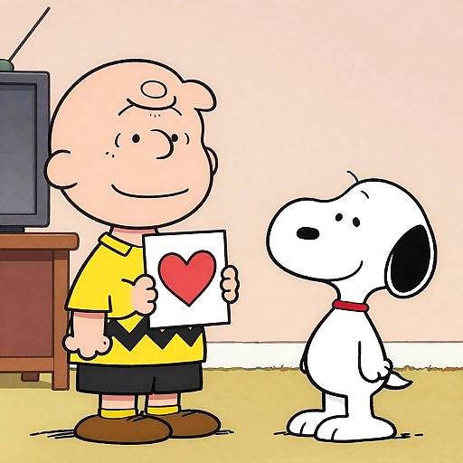 Charlie Brown and Snoopy with Heart Picture