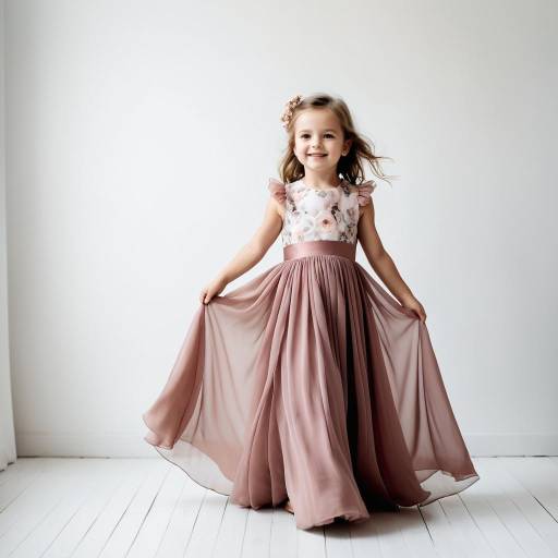 Little Girl in Pink Elegant Dress