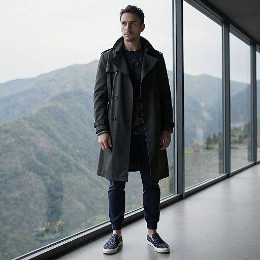 Contemplative Man in Stylish Urban Outfit