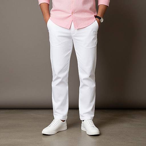 Man in Pink Shirt and White Shoes