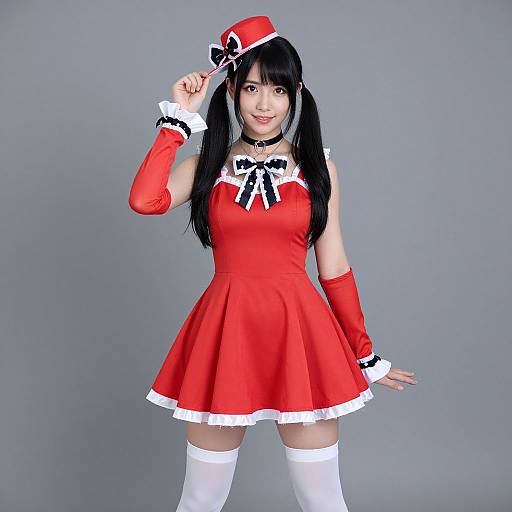 Fun Girl in Red Polka Dot Dress