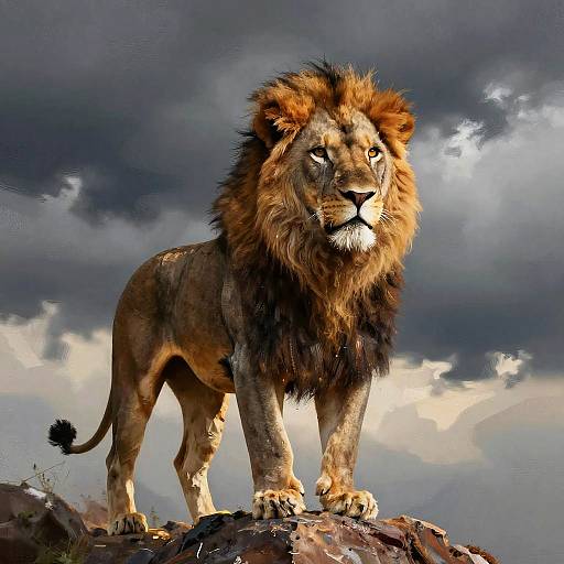 Majestic Lion Stormy Portrait
