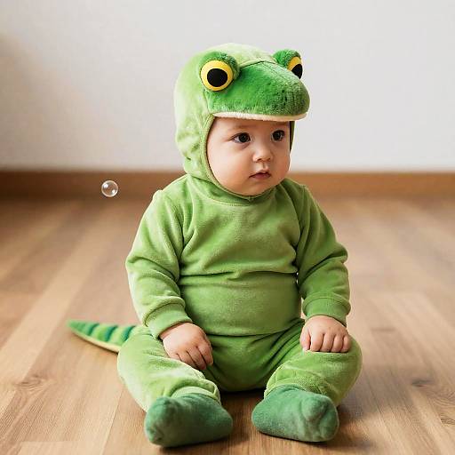 Toddler in Green Rex Costume