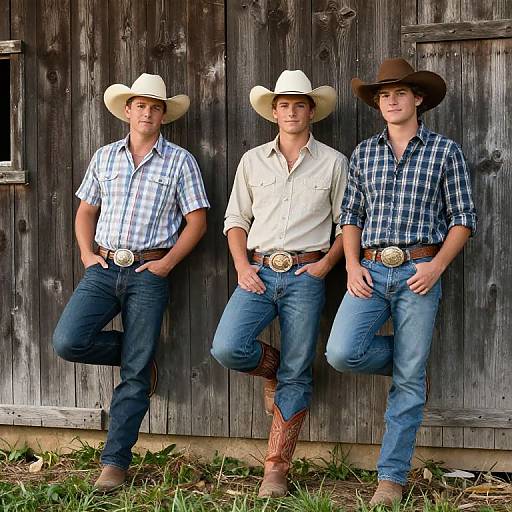 Charming Country Guys by Barn