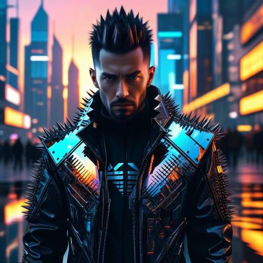 Futuristic Punk Man in Cyberpunk Jacket