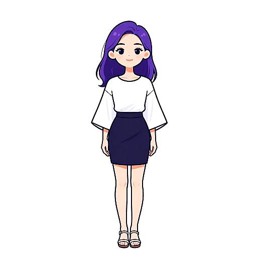 Minimalist Chic Woman with Purple Hair