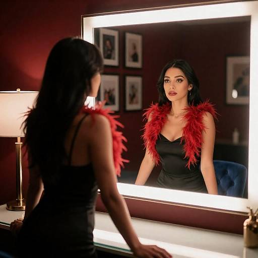 Vanity Mirror Noir: Woman with Boa