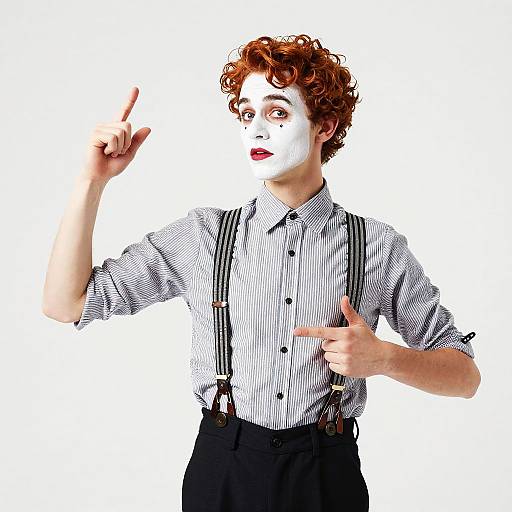 Art Deco Mime with Curly Auburn Hair