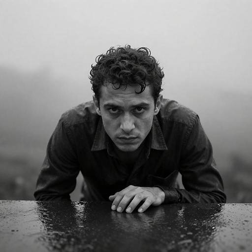 Intense Gaze in Monochrome Darkness