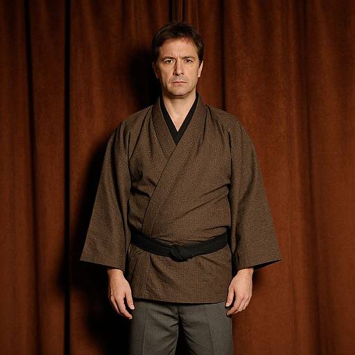 Serious Middle-Aged Man in Kimono