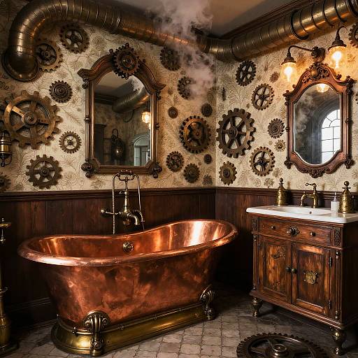 Victorian Steampunk Bathroom Interior