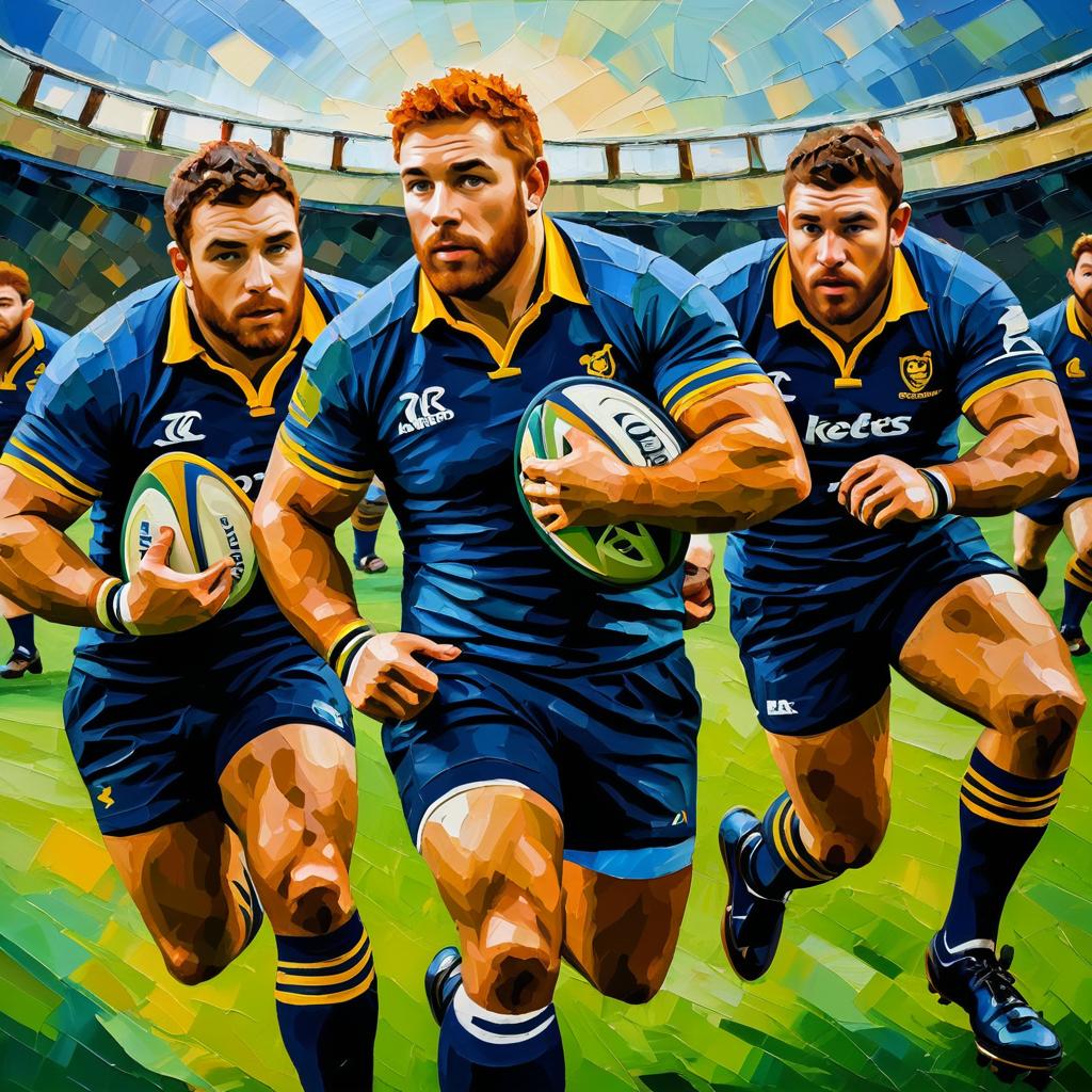 Rugby Players in Van Gogh's Brushstrokes