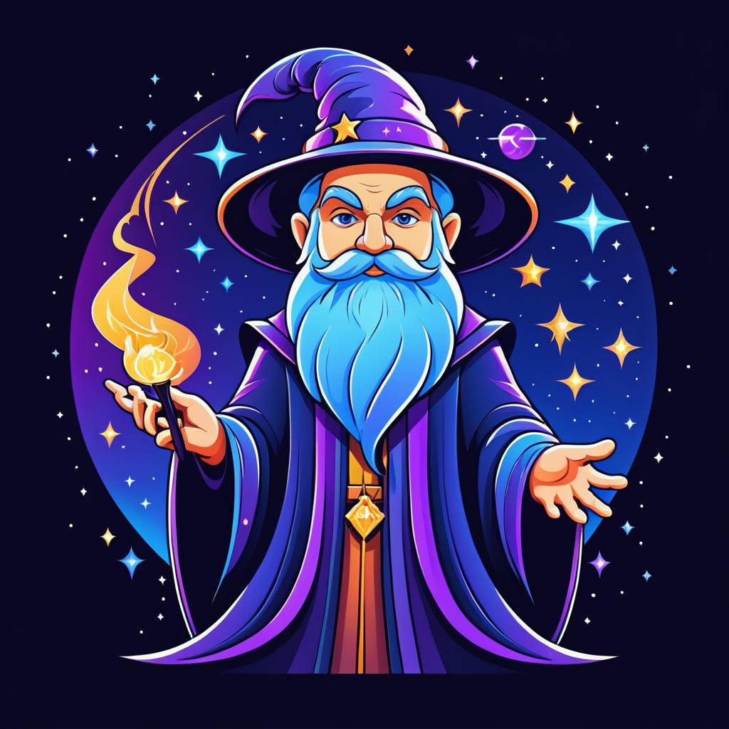 Stylish Vector Wizard Cartoon for T-Shirts