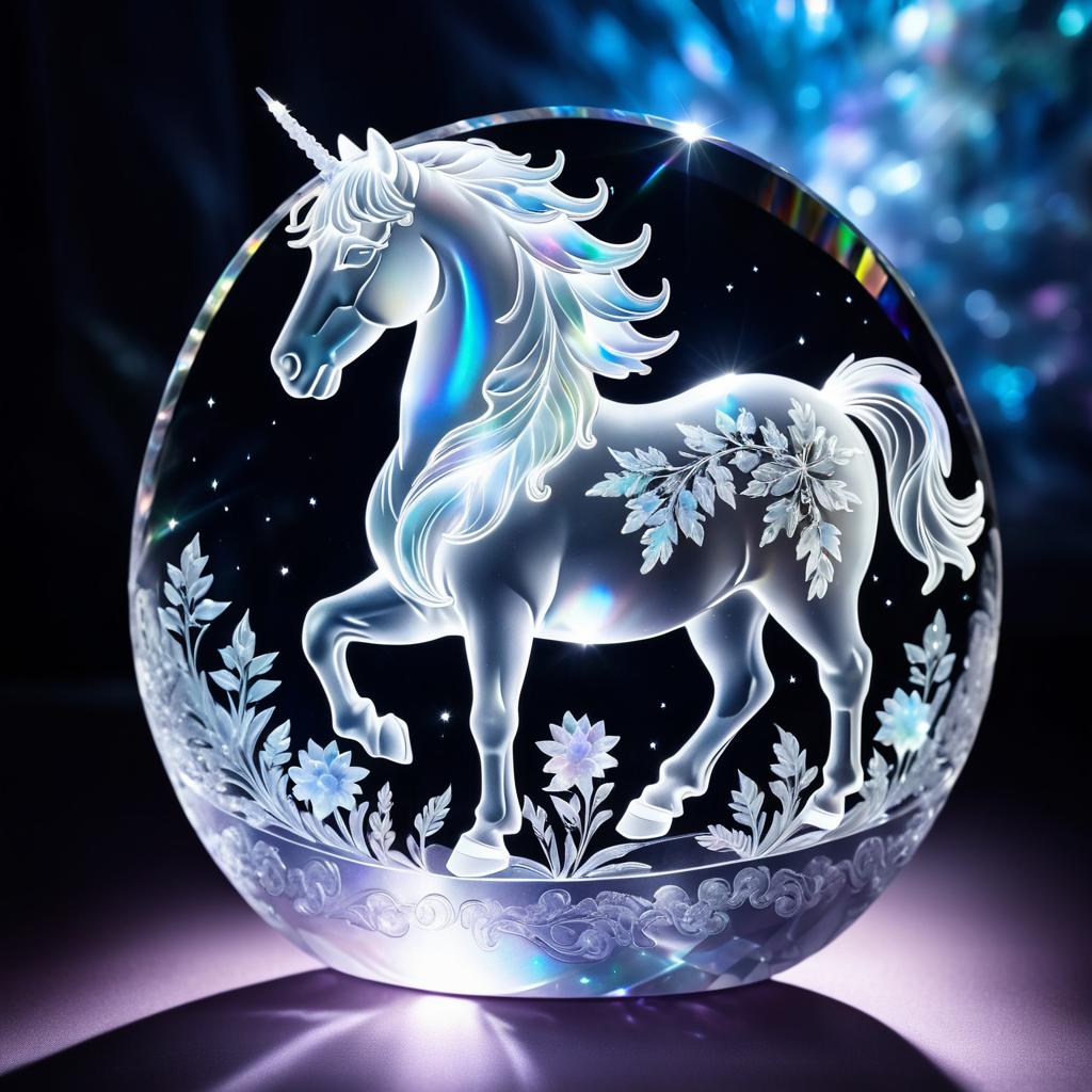 Elegant Crystal Unicorn Portrait in Dramatic Light