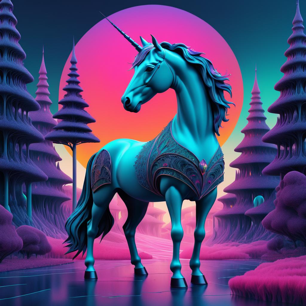 Gothic Digital Art with Surreal Unicorn