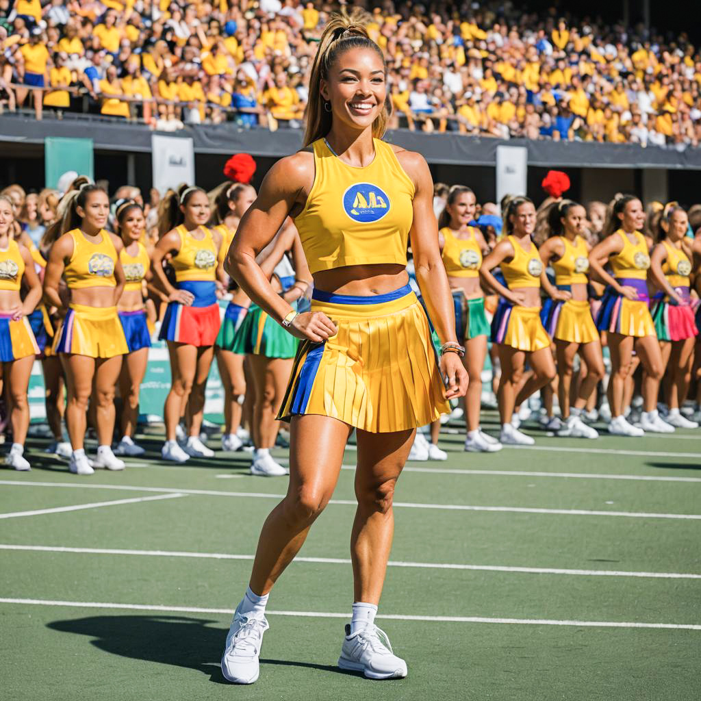 Energetic Cheerleader in Vibrant Outfit