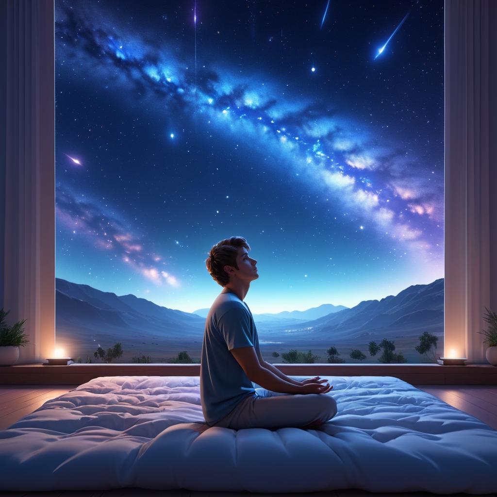 Meditative Youth Under Celestial Skies