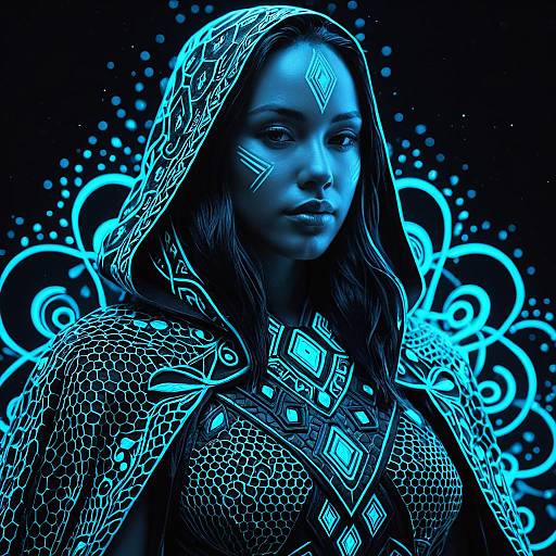 Neon Maori Queen with Bioluminescent Cloak